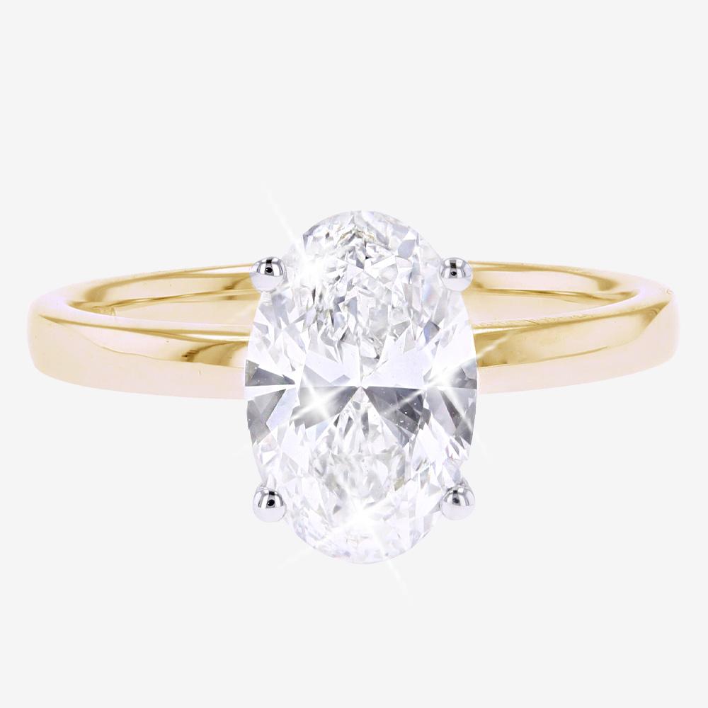 18ct Gold Real Diamond Lab-Grown Oval Solitaire 2.00ct