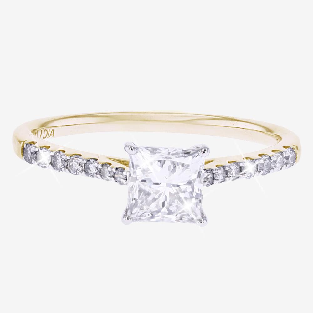 9ct Gold Real Diamond Lab-Grown princess Solitaire 1.00ct